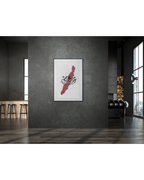Absence — الغياب in a dark blue frame in a moody industrial loft interior | ENJZ