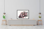 Arabic calligraphy art print featuring the phrase ينوء في لحظات الحب جبروت البلاء
Close-up of Arabic calligraphy fine art print with layered typography
Detail of Arabic poetic calligraphy on archival paper