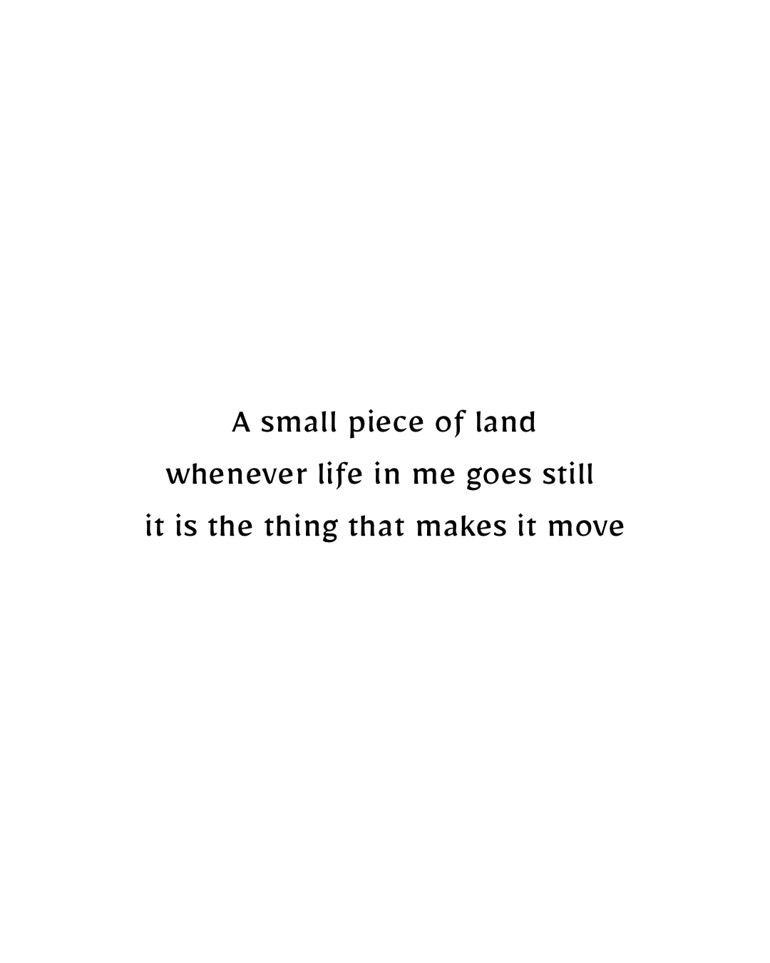 nglish translation of the poem Lebanon by Zein Sourany: A small piece of land / whenever life in me goes still / it is the thing that makes it move.