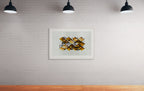 Prayer (صلاة) by Zein Sourany framed in white on a white brick gallery wall. Arabic poetry art print. ENJZ Lebanon Collection.